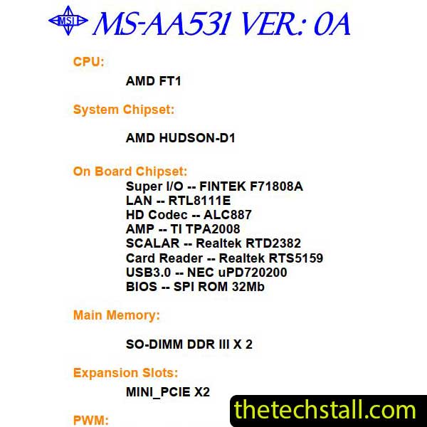 MSI All-in-One motherboard MS-AA531 Schematic Diagram