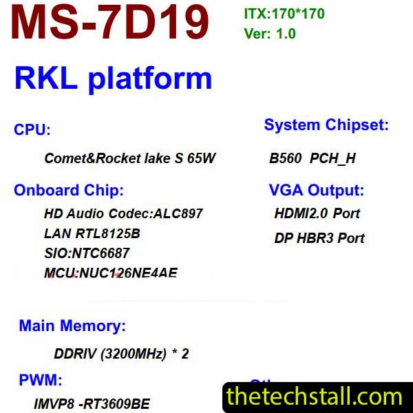 MSI MPG B560I GAMING EDGE WIFI MS-7D19/MS-7D191 Schematic Diagram