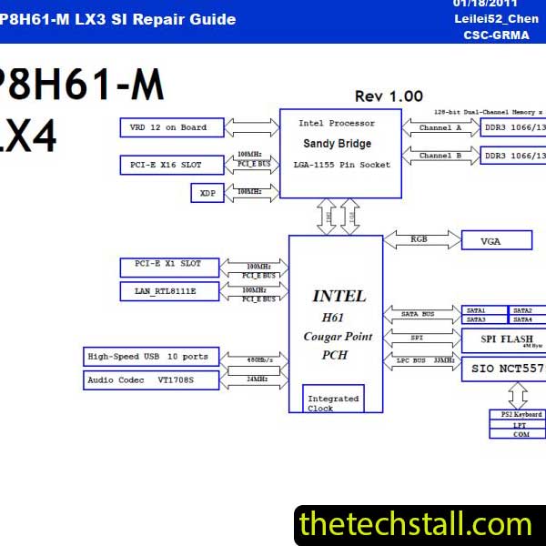 ASUS P8H61-M-LX4 Schematic Diagram
