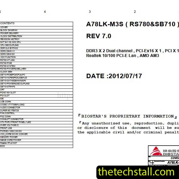 Biostar A780L3C A78LK-M3S Schematic Diagram