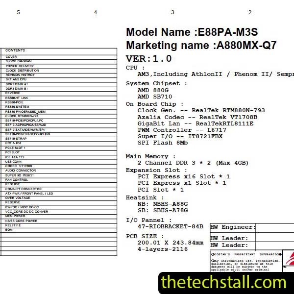 Biostar A880MX-Q3 E88PA-M3S A880MX-Q7 Schematic Diagram