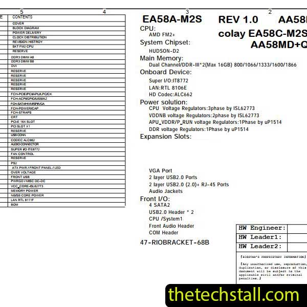 Biostar AA58MZ+Q3 EA58A-M2S Schematic Diagram
