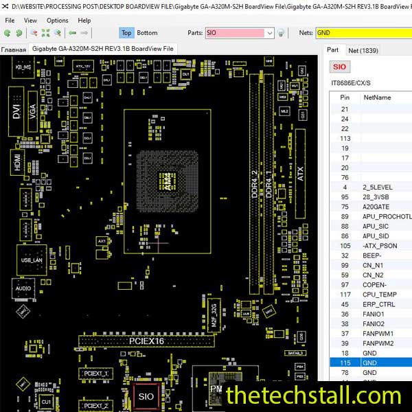 Gigabyte GA-A320M-S2H BoardView File