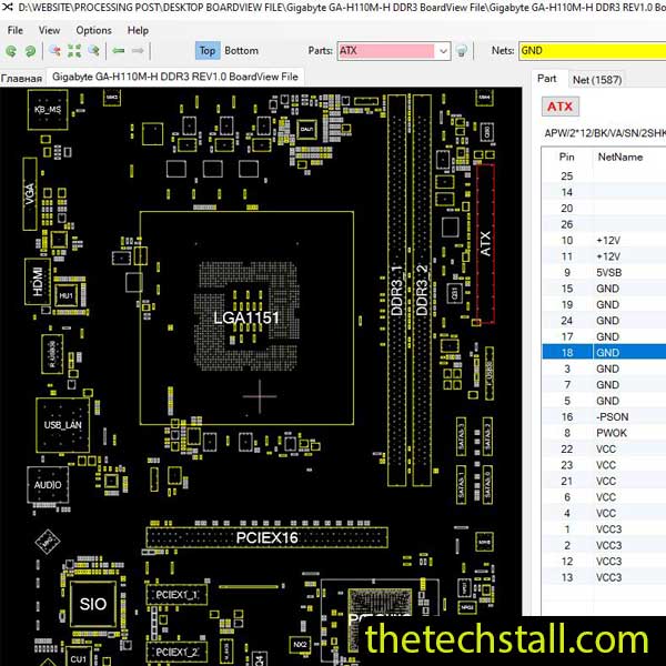 Gigabyte GA-H110M-H DDR3 BoardView File
