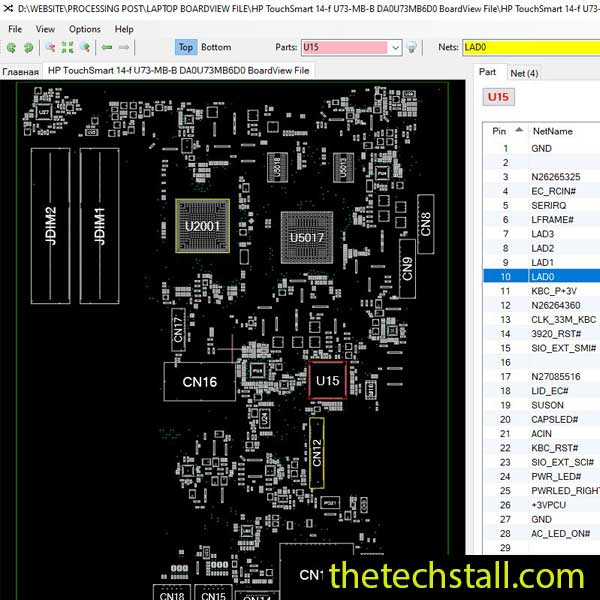 HP TouchSmart 14-f U73-MB-B DA0U73MB6D0 BoardView File