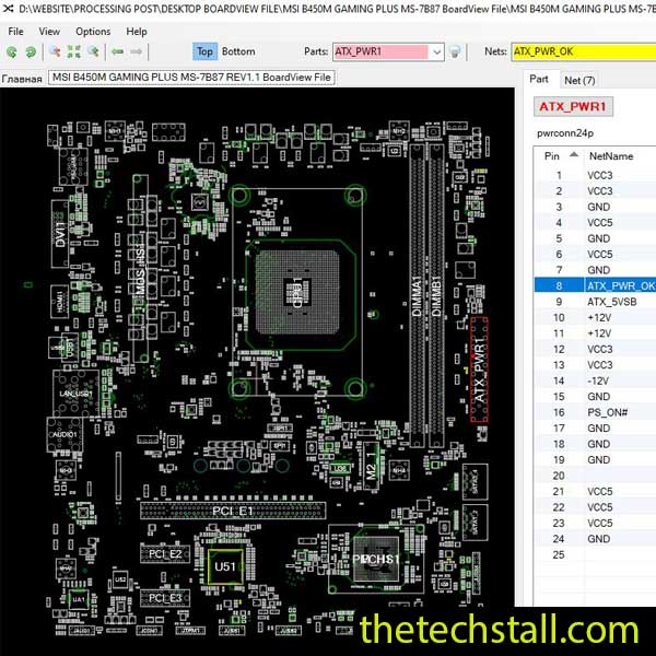 MSI B450M GAMING PLUS MS-7B87 BoardView File
