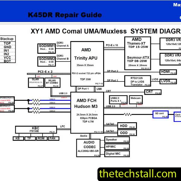 ASUS K45DR DA0XY1MB6E0 Schematic Diagram