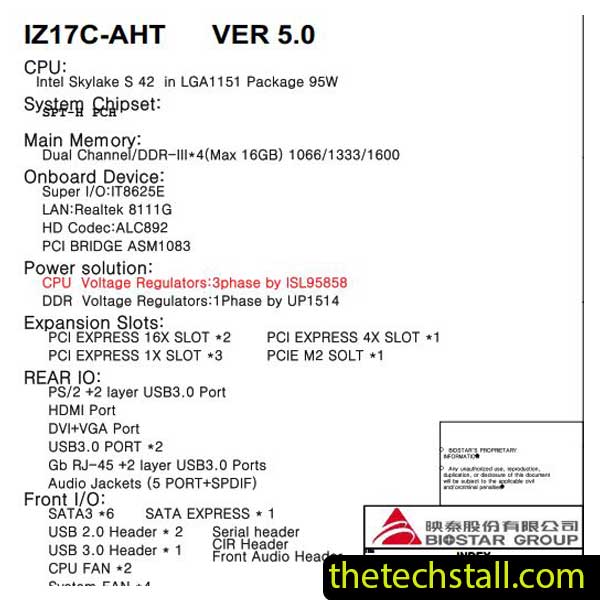 BIOSTAR IZ17C-AHT Schematic Diagram