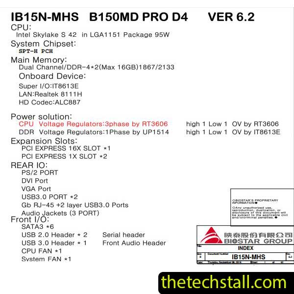 Biostar B150MD PRO D4 IB15N-MHS Schematic Diagram