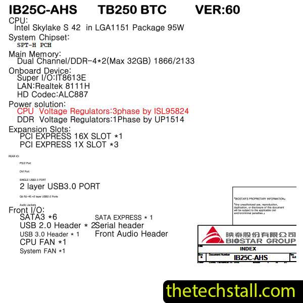 Biostar IB25C-AHS TB250 BTC Schematic Diagram