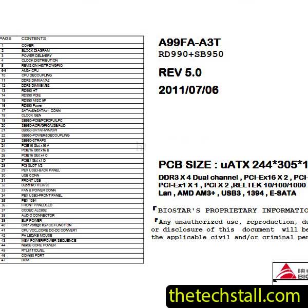 Biostar TA990FXE A99FA-A3T Schematic Diagram
