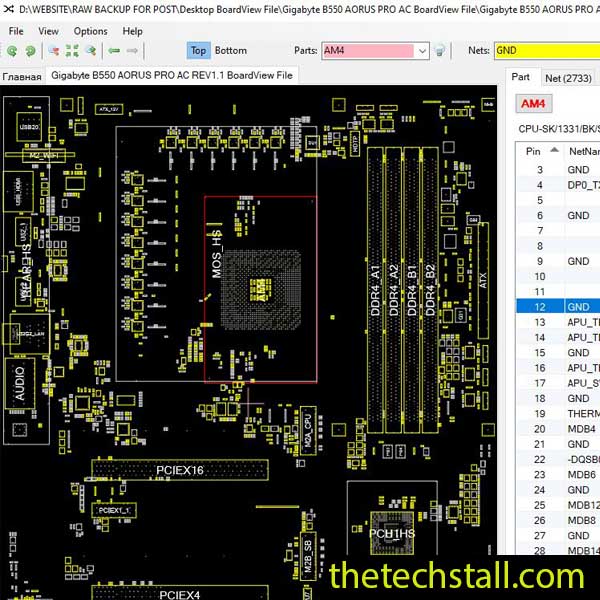 Gigabyte B550 AORUS PRO AC BoardView File
