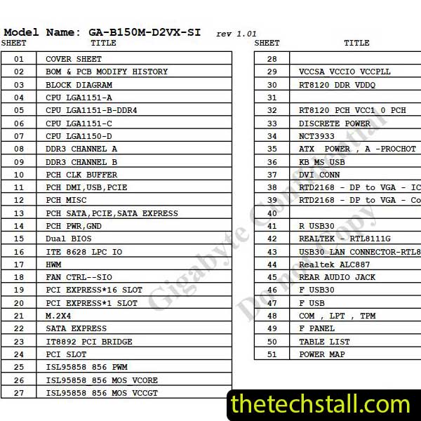 Gigabyte GA-B150M-D2VX-SI Schematic Diagram