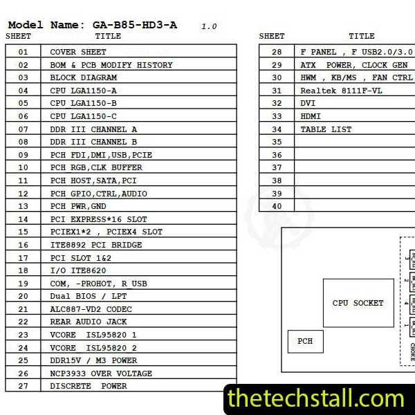 Gigabyte GA-B85-HD3-A Schematic Diagram