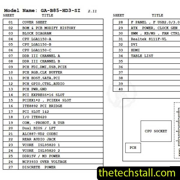 Gigabyte GA-B85-HD3-SI Schematic Diagram
