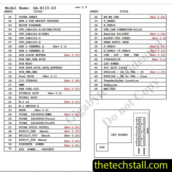 Gigabyte GA-H110-D3 Schematic Diagram