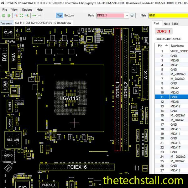 Gigabyte GA-H110M-S2H-DDR3 BoardView File