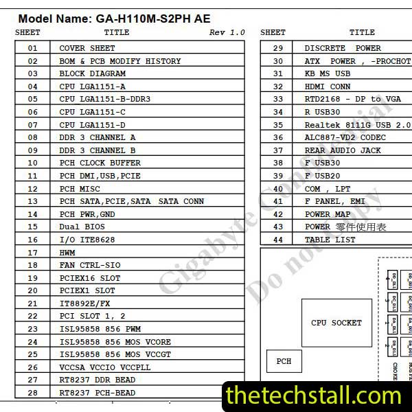 Gigabyte GA-H110M-S2PH AE Schematic Diagram