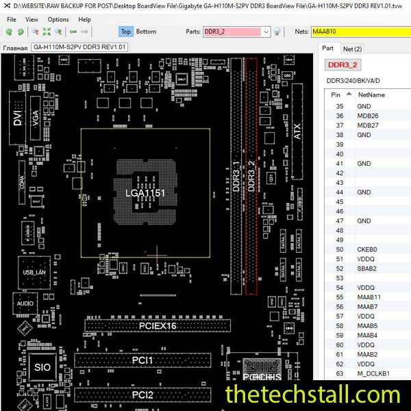 Gigabyte GA-H110M-S2PV DDR3 BoardView File