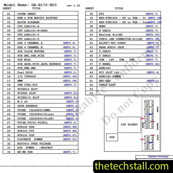 Gigabyte GA-H170-HD3 Schematic Diagram