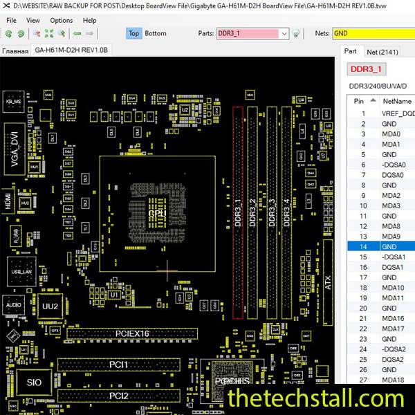 Gigabyte GA-H61M-D2H BoardView File