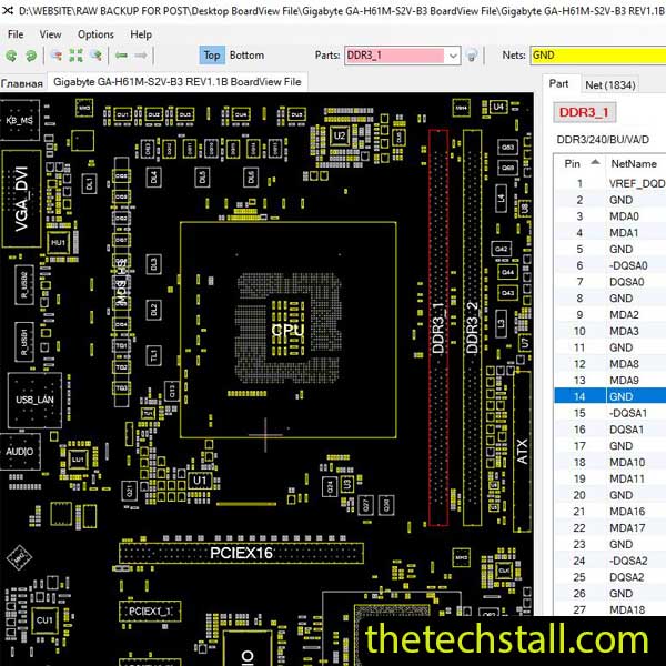 Gigabyte GA-H61M-S2V-B3 BoardView File