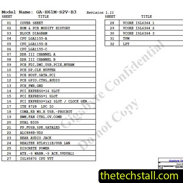 Gigabyte GA-H61M-S2V-B3 Schematic Diagram