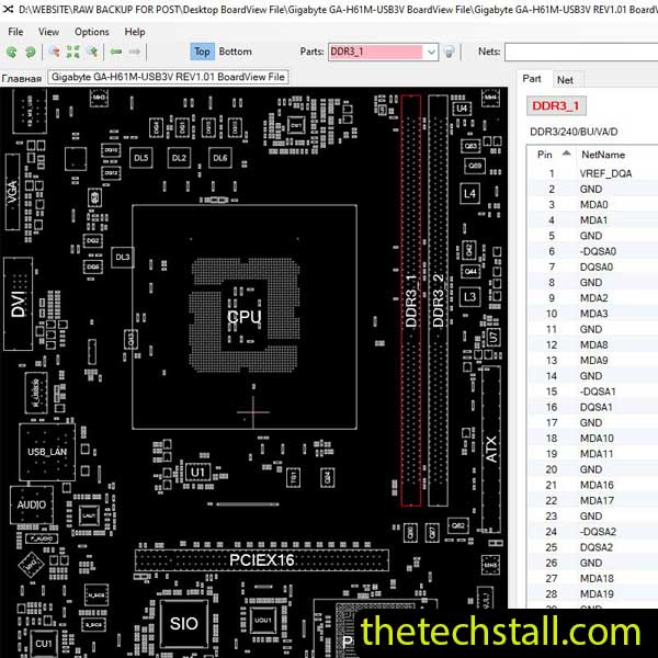 Gigabyte GA-H61M-USB3V BoardView File