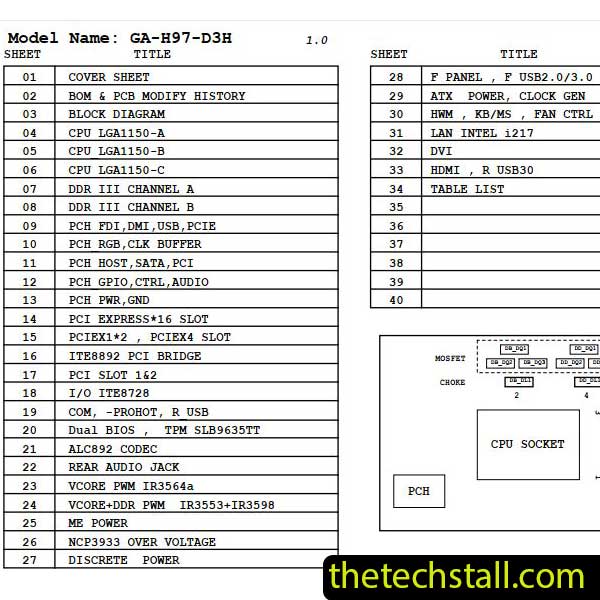 Gigabyte GA-H97-D3H Schematic Diagram