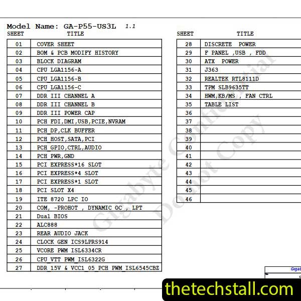 Gigabyte GA-P55-US3L Schematic Diagram