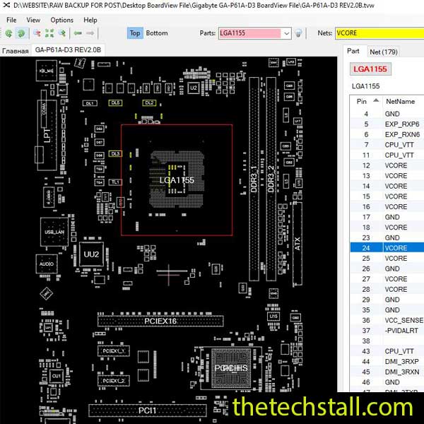 Gigabyte GA-P61A-D3 BoardView File