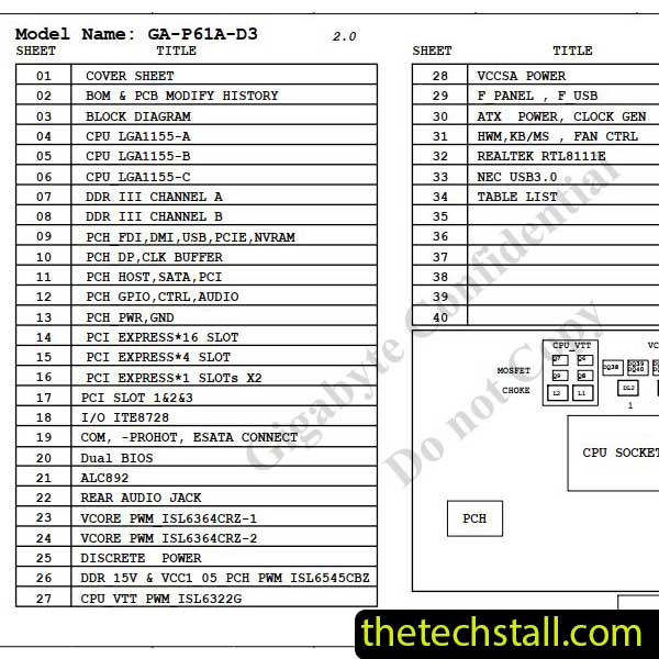 Gigabyte GA-P61A-D3 Schematic Diagram