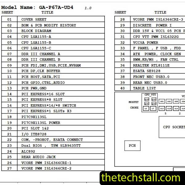 Gigabyte GA-P67A-UD4 Schematic Diagram