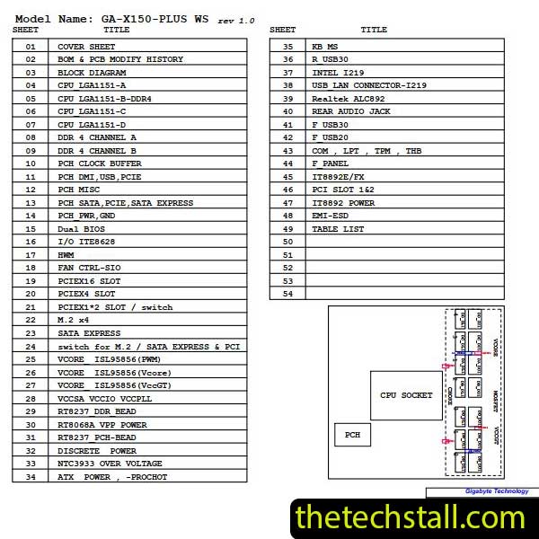 Gigabyte GA-X150-PLUS WS Schematic Diagram