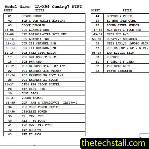 Gigabyte GA-X99-Gaming 7 WiFi Schematic Diagram