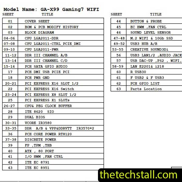 Gigabyte GA-X99 Gaming7 WIFI Schematic Diagram