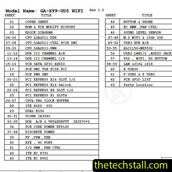Gigabyte GA-X99-UD5 WIFI Schematic Diagram