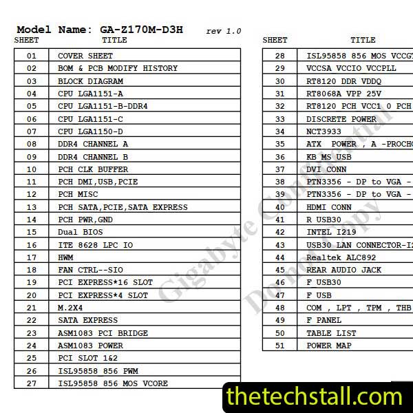 Gigabyte GA-Z170M-D3H Schematic Diagram