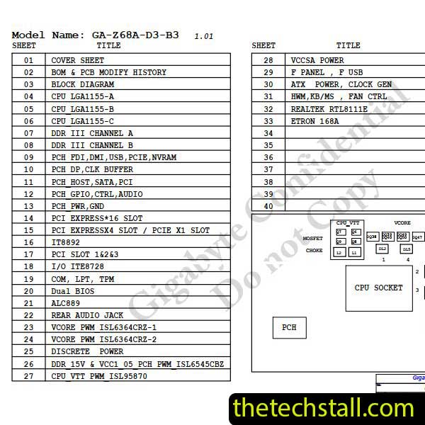 Gigabyte GA-Z68A-D3-B3 Schematic Diagram