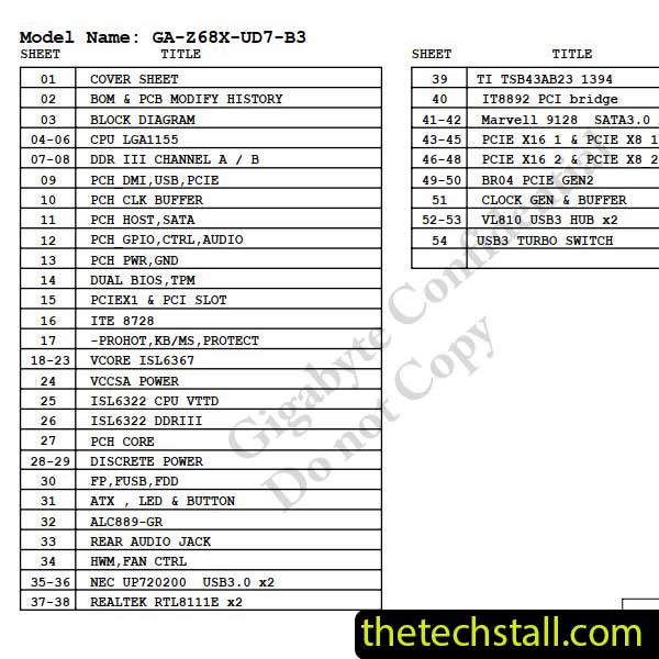 Gigabyte GA-Z68X-UD7-B3 Schematic Diagram