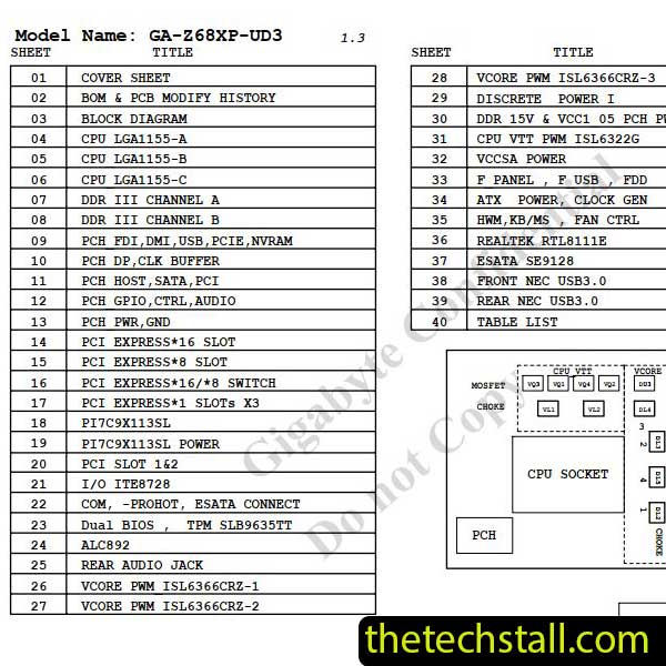 Gigabyte GA-Z68XP-UD3 Schematic Diagram