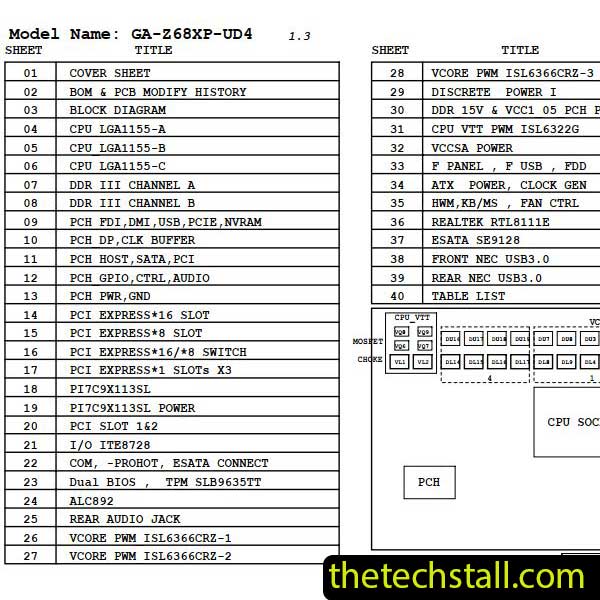 Gigabyte GA-Z68XP-UD4 Schematic Diagram