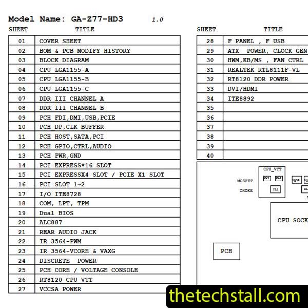 Gigabyte GA-Z77-HD3 Schematic Diagram