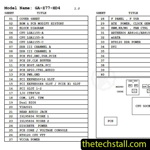 Gigabyte GA-Z77-HD4 Schematic Diagram