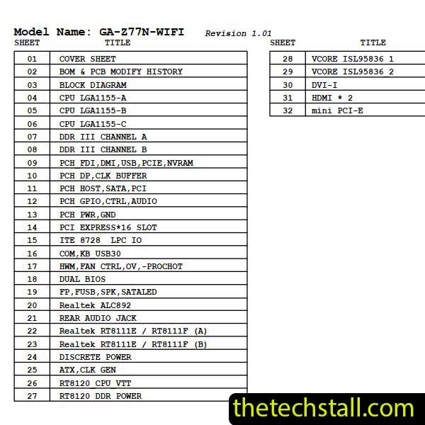 Gigabyte GA-Z77N-WIFI Schematic Diagram