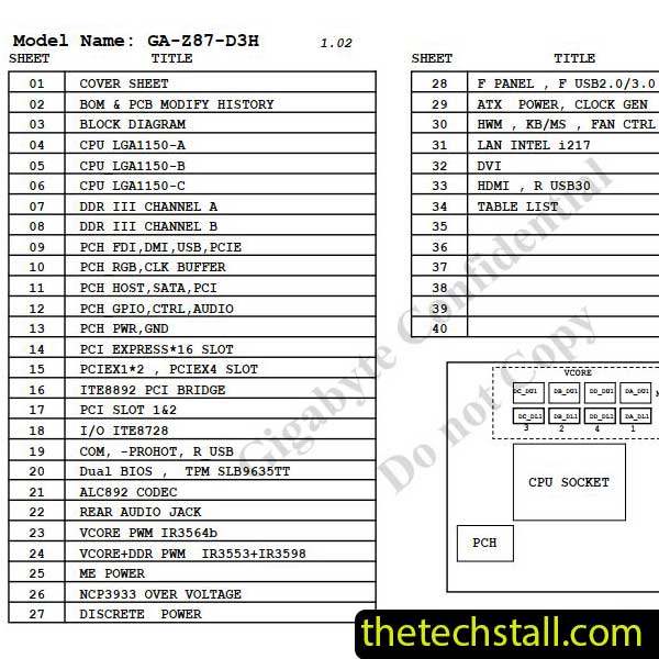 Gigabyte GA-Z87-D3H Schematic Diagram