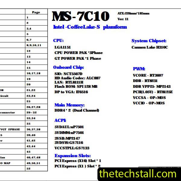 MSI H310M PRO-V PLUS MS-7C10 Schematic Diagram