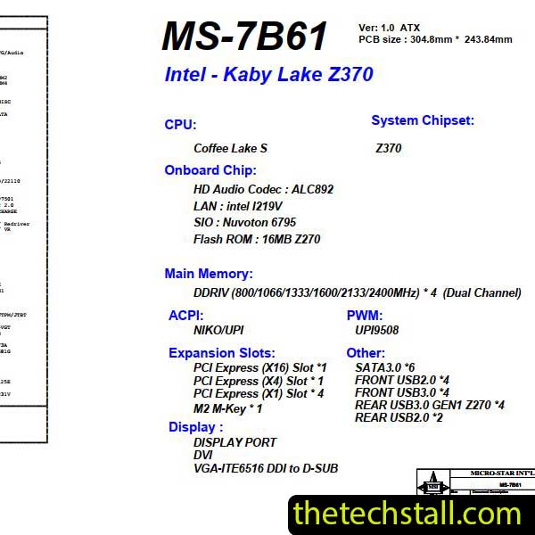 MSI Z370 GAMING PLUS MS-7B61 Schematic Diagram
