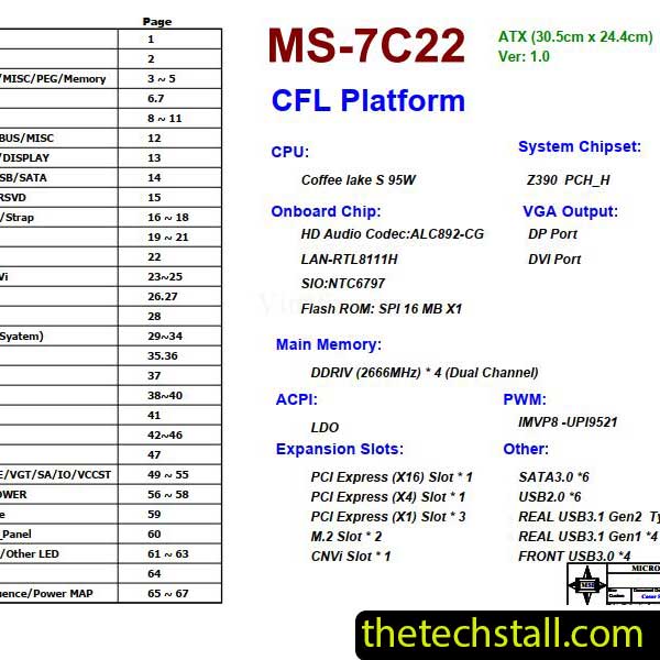 MSI Z390 PLUS MS-7C22 Schematic Diagram
