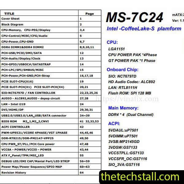 MSI Z390M-S01 MS-7C24 Schematic Diagram